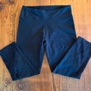 Fabletics Lace Detailed Black Crop Legging Pants